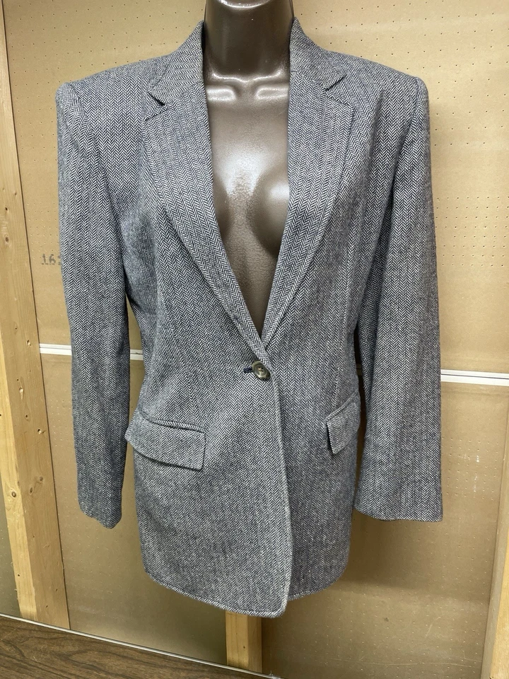 Blazer Vintage Ralph Lauren Espiga Lino-Lana-Seda A Medida Talla 8P, MARRÓN Foto 2 de 4