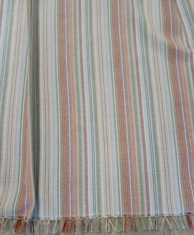 Tommy Bahama Indoor Outdoor Hannah Striped Woven Table Cloth 60x104 Fringed Hem  - Image 4 of 4