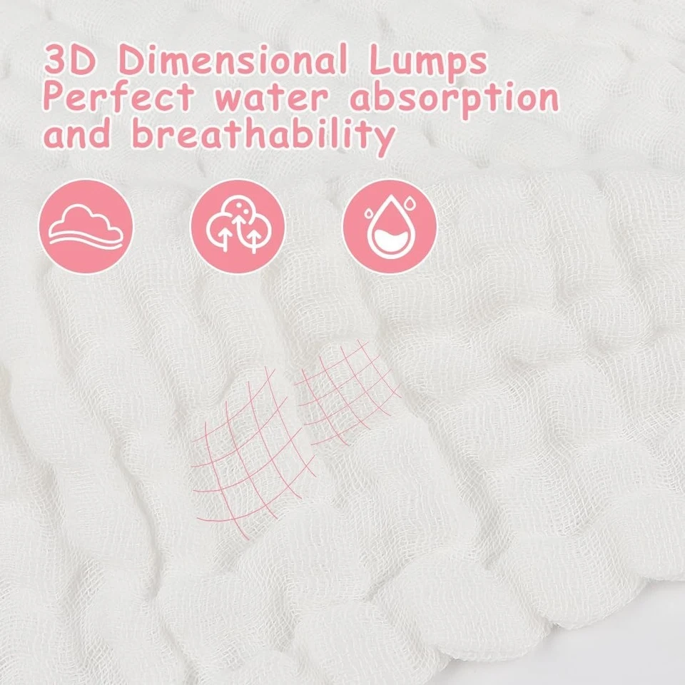 Gants de toilette bébé AIDEA lot de 10 coton mousseline 25,4 cm - Photo 4/4