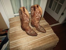 Shyanne BBW217 Maisie Floral Western Cowgirl Boots Brown Leather Women's sz 6 M