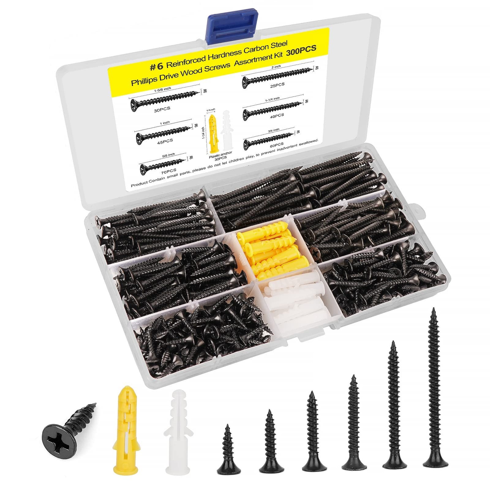 6-Piece Wood Screw Kit with Phillips Flat Head Self-Tapping Screws