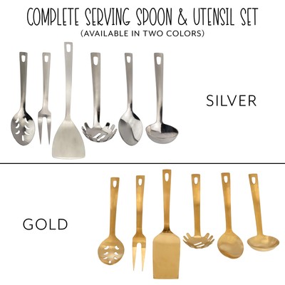 Serving Spoon and Utensil Set, 6pc, for Hospitality, Weddings and Buffets