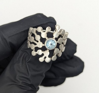 925 Silber Ring mit Blautopas Designer Schmuck Damen