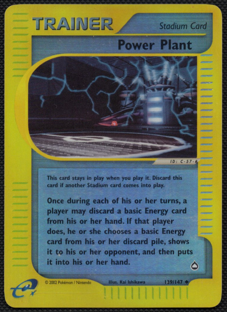 Pokemon WotC Aquapolis Reverse Holo Card #139 Power Plant Played