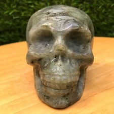 450G Rare Labradorite Crystal Hand Carved Skull Mineral Energy Healing Reiki