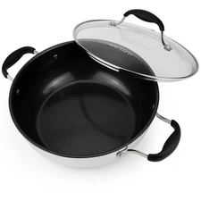 Nonstick Everyday Pan, 9 inch, Ceramic Coating, Stainless Steel, Induction Co...