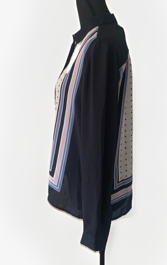 LOFT Partial Button Down Blouse Long Sleeves Coll… - image 2