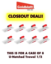 1 CASE OF 8 Pro Stainless-Steel U-Notch Trowel 1/2 in. x 1/2 in. x 1/2 in.