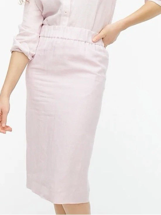 J. Crew Pink Pull On Linen Skirt Small