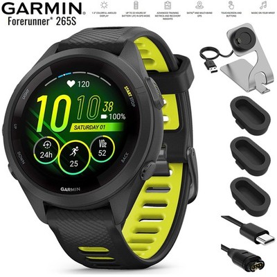 Garmin Forerunner 265S GPS Smartwatch Black/Amp Yellow with - Main Image