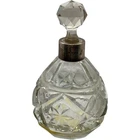 Glass Crystal Perfume Bottle Silver Collar Hallmarked Birmingham 1925 WE