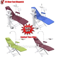 Portable Dental Folding mobile Chair+Turbine Unit 4Hole+LED light+Tray