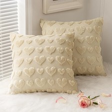 MIULEE Valentines Pillow Covers 18x18 Inch Set of 2 Valentines Day Beige Heart L