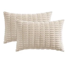 MIULEE Decorative Lumbar Throw Pillow Covers, Pack of 2, 20x12 Inch, Cream White