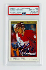 1990 O-Pee-Chee Premier Sergei Fedorov RC On-Card Auto PSA 10 10 Pop 3 Red Wings