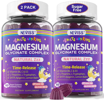 Magnesium Glycinate Gummies for Adults & Kids 4+, Sugar Free Magnesium Bisglycin