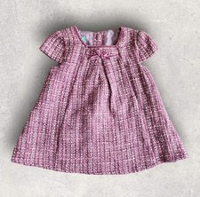 Monsoon Baby Girls Pink Purple Tweed Bouclé Party Dress Velvet Bow 0-3 Months
