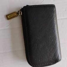 COACH VINTAGE SONOMA BLACK PEBBLE LEATHER ZIP AROUND COIN/CARD CASE WALLET