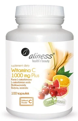 Aliness Vitamin C 1000mg 100 Kapseln gepuffert Bioflavonoide Acerola vegan