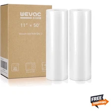 Heavy Duty Vacuum Sealer Bags 11x50 - 2 Pack for Food Storage & Meal Prep