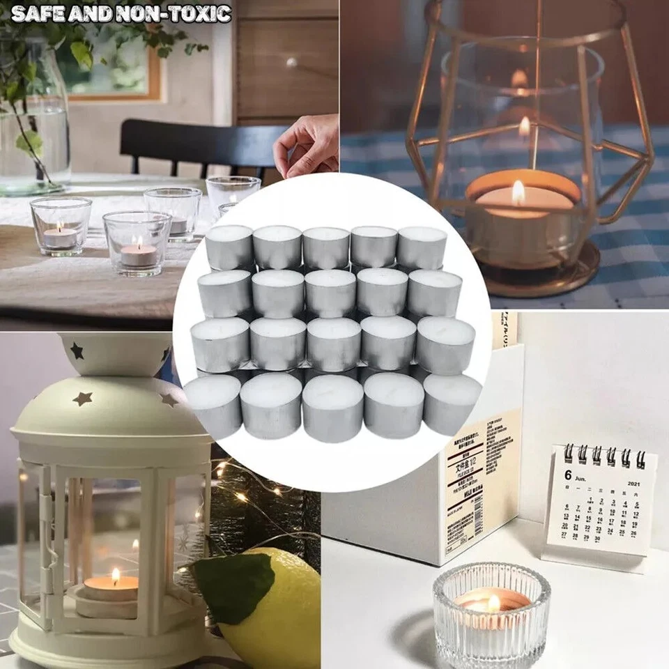 200 PIEZAS velas de luces de té sin perfume de 6,5 horas de larga duración, cera de palma blanca Foto 2 de 4