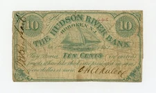 1862 10c O.H. Wheeler - Hoboken, NEW JERSEY Merchant Scrip at Hudson River Bank