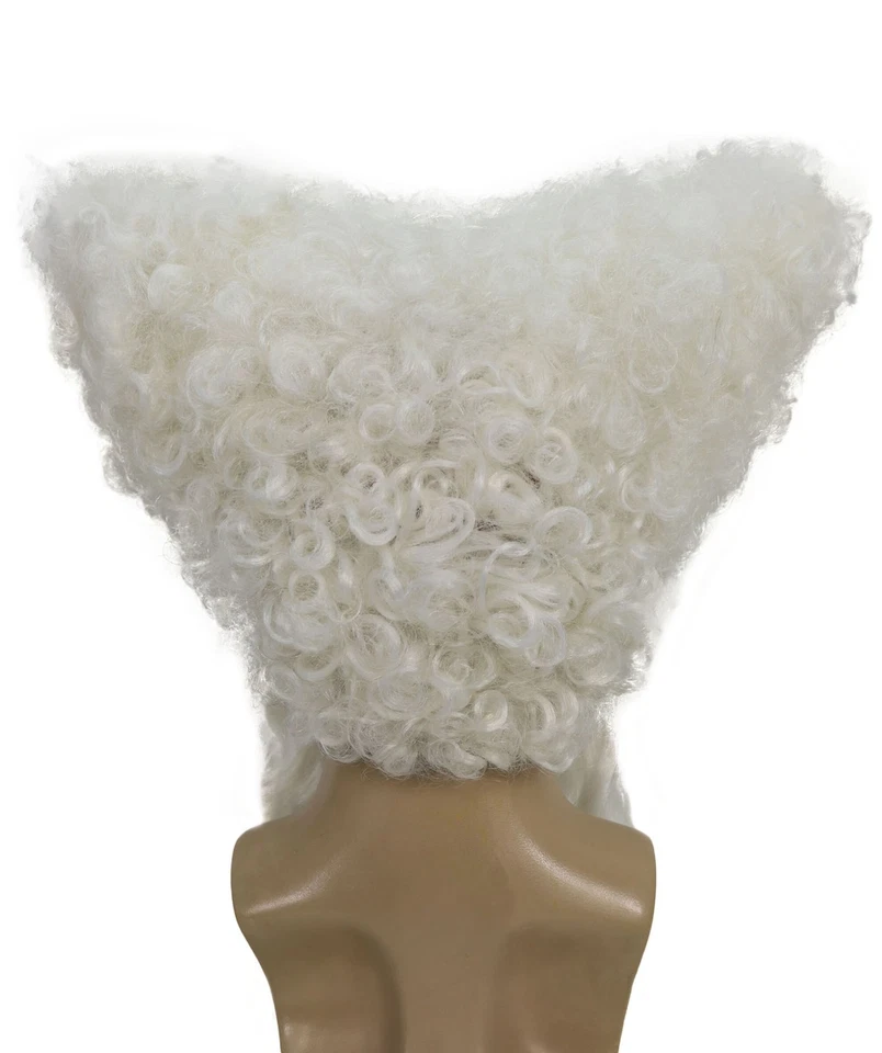 Peluca de caballero colonial blanca rizada histórica para hombre para Halloween Foto 4 de 4