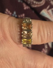 925 Sterling Silver 3 Gemstone Ring Size 7.5