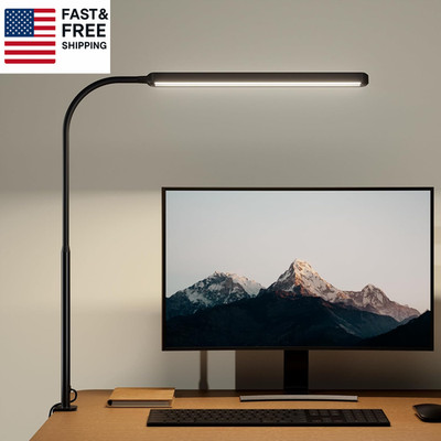Eye-Caring LED Desk Lamp 360° Flexible Gooseneck Work Lamp with Desk Side Clamp