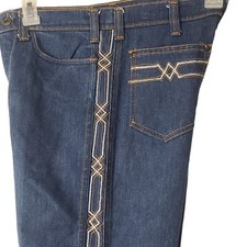 VTG Boho Embroidered Leg 1970's Bell Bottoms 29" high waisted MOM Aztec Western