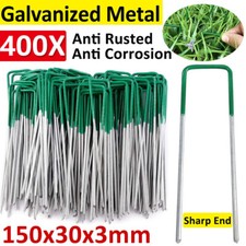 50-1000 GREEN GALVANISED U SHAPE PINS FOR ARTIFICIAL TURF GRASS TENT GROUND PEGS