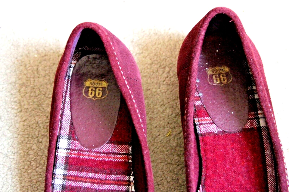 Zapatos Mujer Route 66 Talla 7. Mocasines sin cordones de cuña rojos frambuesa Foto 3 de 4