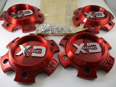 XD KMC RED w/ screw WHEEL CENTER CAPS*  #T855L145-6H30-RL/ #T855-L  (FOR 4 CAPS)