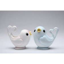 NEW APPLE TREE DESIGN PORCELAIN PINK+BLUE BIRD SUGAR+CREAMER SET