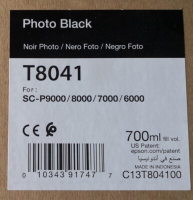 03-2021 New Genuine EPSON T8041 Photo Black 700ml Ink SC-P6000 P7000 P8000 P9000