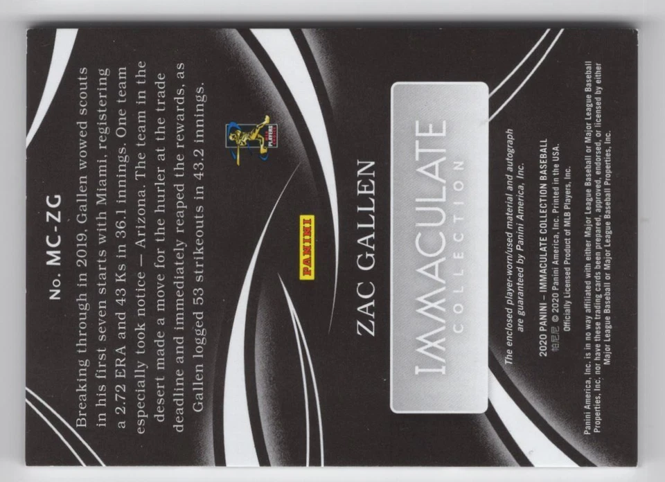 2020 Topps 582 Montgomery Club Set 3 Zac Gallen Arizona Diamondbacks #2 - Image 2 of 2