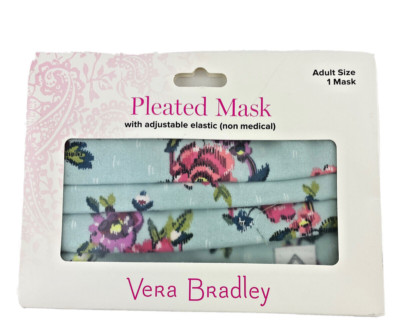 Vera Bradley Face Mask Water Bouquet Floral Pleated Adjustable Elastic 