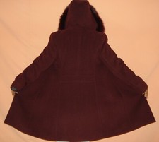 Burgandy Fox & Lambswool Fur Coat With Fox Trim Hood Size 4-6 Free Shipping