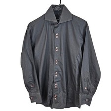 Bogosse Button Shirt Mens Small 2 Black Flip Cuff Long Sleeve Geometric