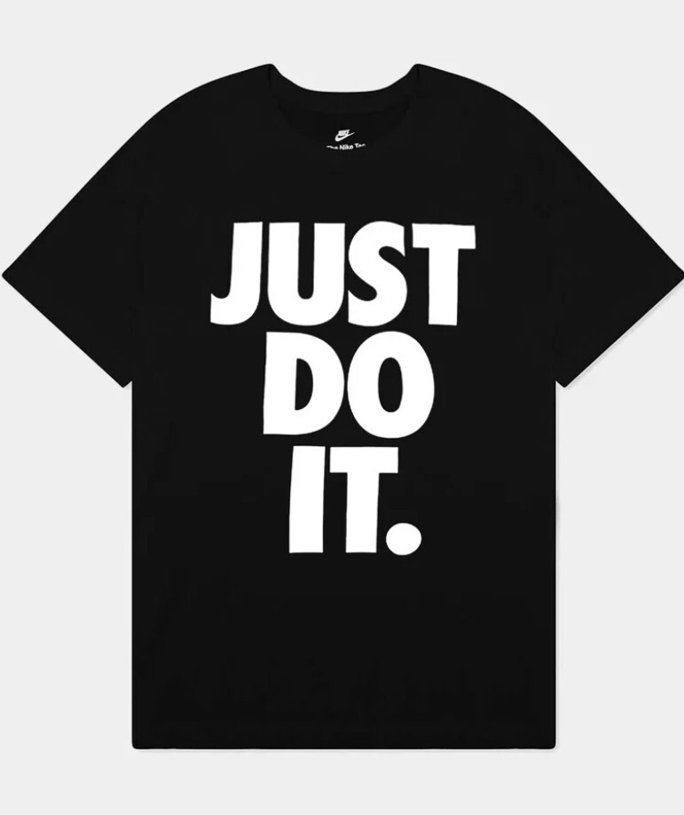 Nike Just Do It T-Shirt Big Logo Crewneck Men's Lg Black