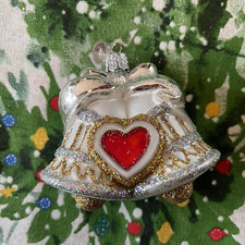 OWC OLD WORLD CHRISTMAS Blown Glass WEDDING BELLS Ornament WEDDING COLLECTION