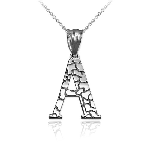 Sterling Silver Nugget Initial Pendant Necklace - Picture 1 of 78