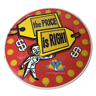 Vintage Price Is Right Sign - NBC TV Game Show Gas Pump Porcelain Sign