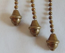 4 BRONZE BRASS HUBBELL TYPE ACORN PULL CHAINS for HANDEL TIFFANY B & H LAMPS