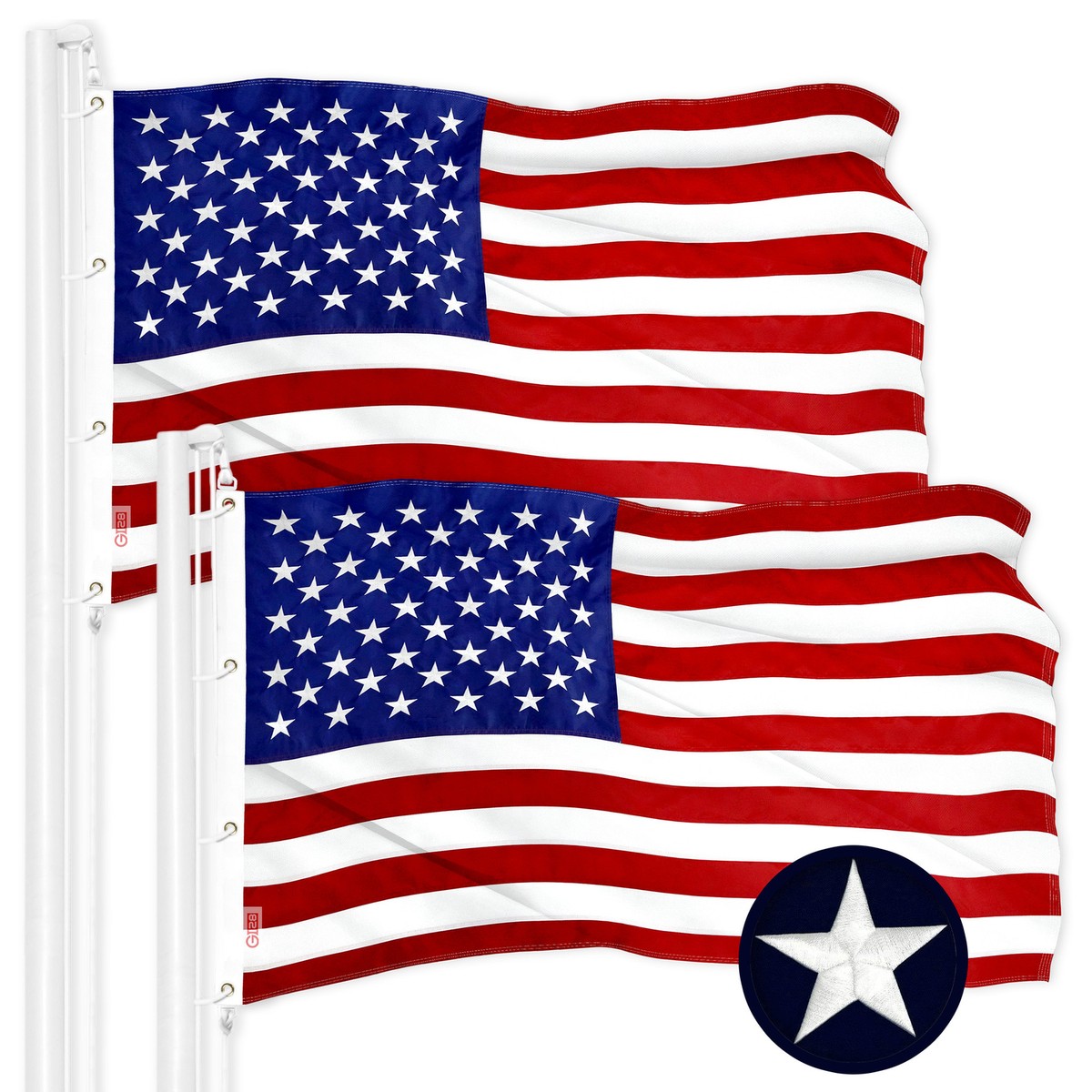 ▶︎▷▶︎ G128 2 Pack: American USA Flag 8x12 Ft ToughWeave Embroidered 300D