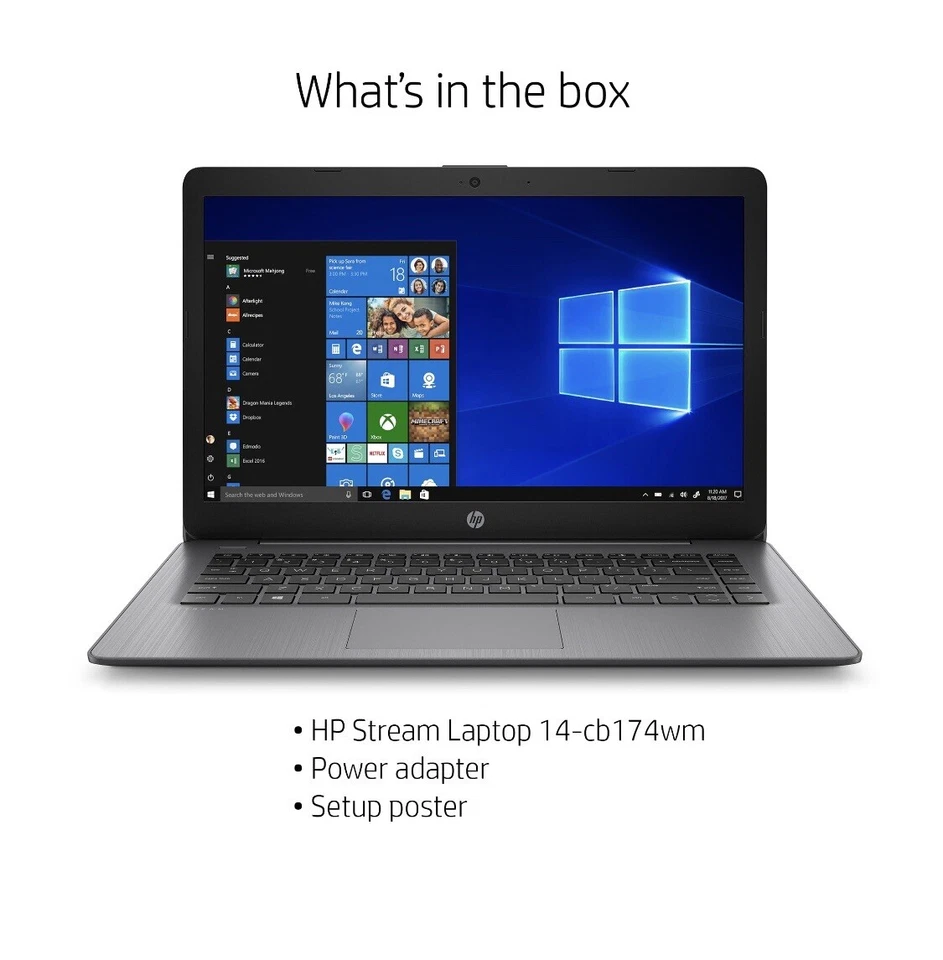 HP Stream 14-CB174WM 14'' (64GB eMMC Intel Celeron N4000 1.1GHz 4GB) Laptop - Image 4 of 4