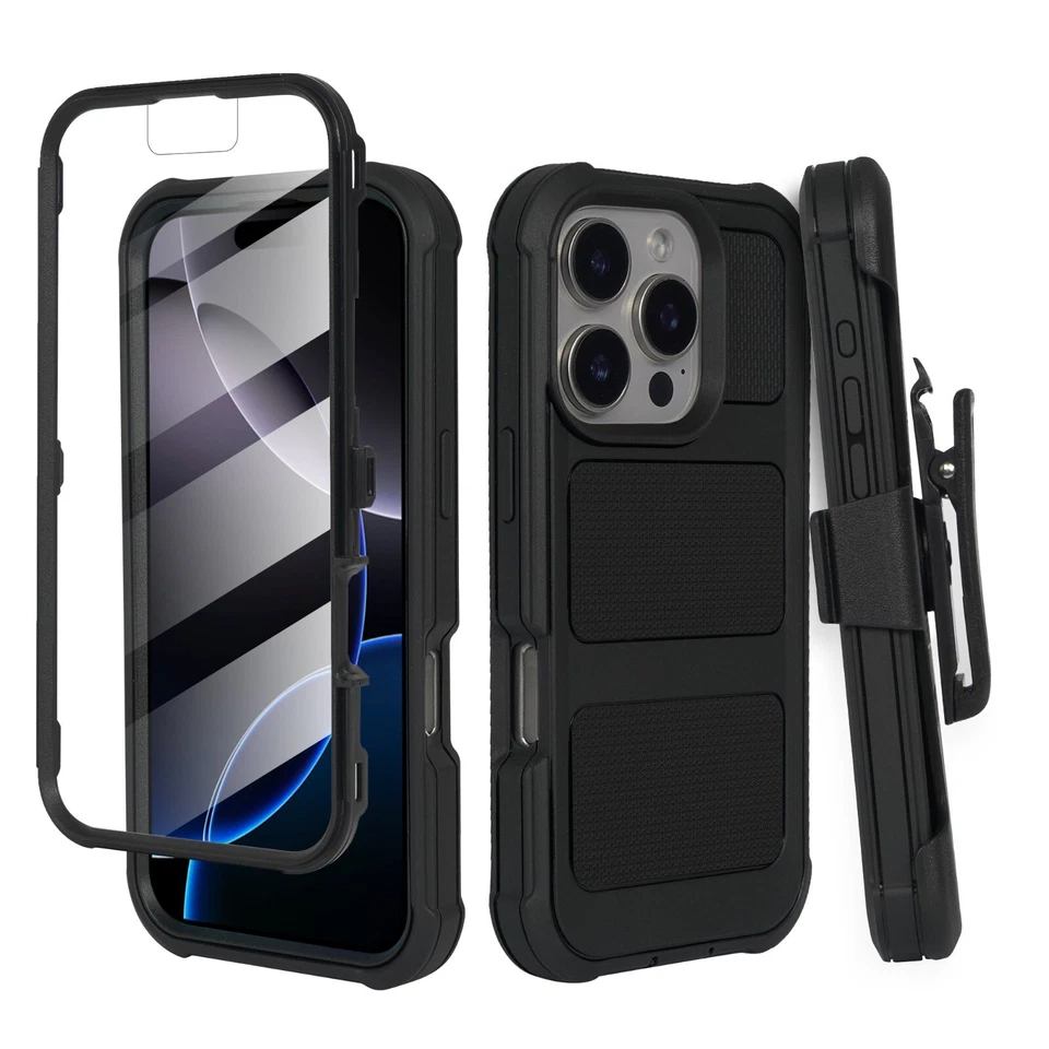For iPhone 16, 16 Pro, Plus, 16 Pro Max Case Belt Clip Cover Built in Screen - Image 3 of 4