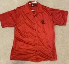 VTG Street Culture Shirt Men’s Red Dragon Button Up Large Short Sleeve Japanese