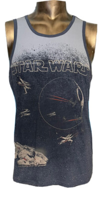 New Star Wars Falcon Ships Blue Tank Top Sleeveless Muscle Shirt Medium
