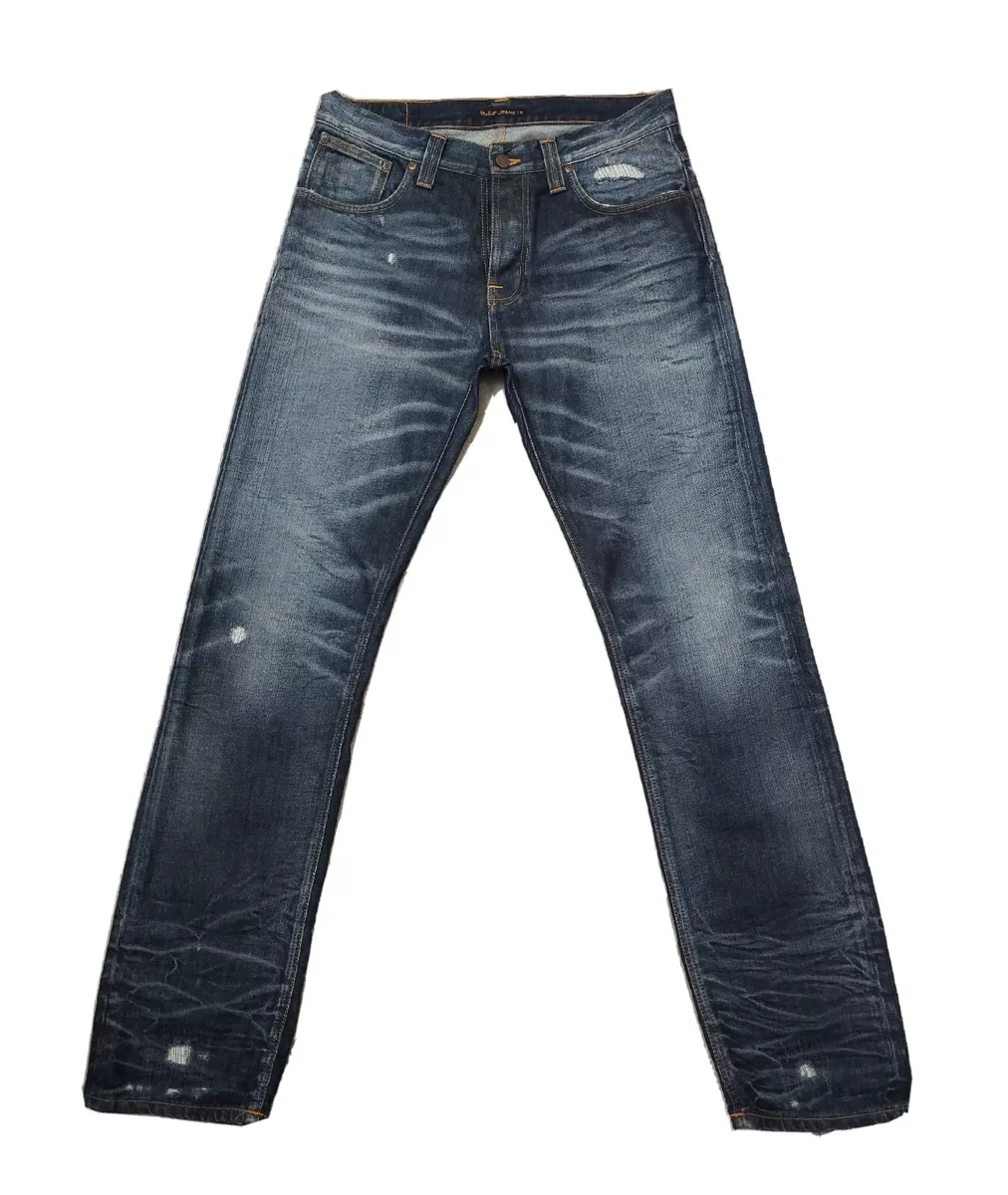 nudie jeans straight alf Organic Cotton denim Distressed NJ3678 Jeans 34 34
